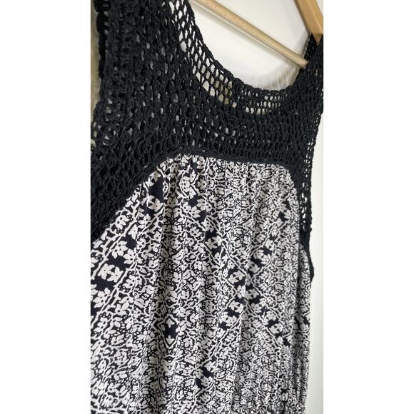 Lucky Brand Floral Crochet Midi Dress Plus Boho 2X Paisley Sleeveless Pockets - Picture 7 of 10